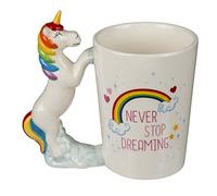OOTB Ceramic Mug with Unicorn Figurine Handle, Never Stop Dreaming, Ca. 11 x 9 cm