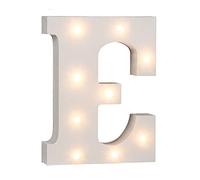 OOTB Illuminated Letter E Light with 8 LED, Wood, 1 W, White