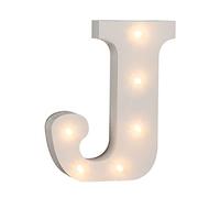 OOTB Illuminated Letter J Light with 6 LED, Wood, White