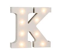OOTB Illuminated Letter K Light with 8 LED, Wood, White