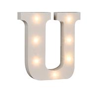 OOTB Illuminated Letter U Light with 7 LED, Wood, White