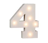 OOTB Illuminated Number 4 Light with 7 LED, Wood, White