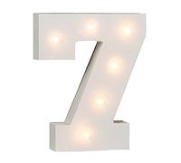 OOTB Illuminated Number 7 Light with 6 LED, Wood, White