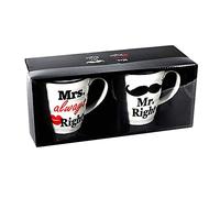 ootb Porcelain Mug, Mr Right & Mrs Always Right, ca. 10 x 9 cm, Set of 2 in Gift Box with Window