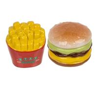 ootb Salt and Pepper Shaker Set in Humburger and French Fries Shape - Silicone and Ceramic Material - shaker set
