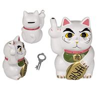 ootb White Money Box with Lock, Angry Cat, Angry Cat, Angry Cat, 15 cm Ceramic