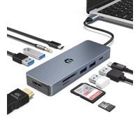 OOTDAY USB C Hub, 10 in 1 USB C Multiport for MacBook Pro/Air, Chromebook, Thinkpad, Laptop and More Type C Devices, USB C Hub LAN with 4K HDMI Output, TF Card Reader
