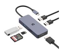 OOTDAY USB C HUB, 6 in 1 USB C Adapter, USB C Splitter Including 4K HDMI, USB 3.0, 2 USB 2.0, SD/TF Card Reader, Compatible with Chrome OS, Windows, Linux Systems