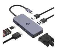 OOTDAY USB C Hub, 6 in 1 USB C Ethernet Adapter with VGA, USB 3.0 Ports, SD/TF Card Reader, USB Splitter for Dell, Lenovo and Other Type C Devices