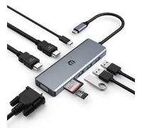 OOTDAY USB C Hub HDMI, 9 in 1 USB C Hub Adapter Compatible with Laptops and Other USB Type C Laptops, Including 2 x 4K HDMI, VGA, 100 PD, 3 USB 3.0