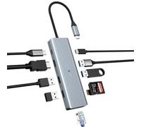 OOTDAY USB C Hub, USB C Hub LAN 4K HDMI, SD/TF Reader, 10 in 1 USB C Splitter for MacBook Pro/Air, HP, Lenovo, Dell, Gigabit Ethernet