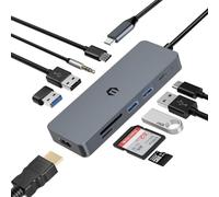 OOTDAY USB C Hub, USB C Hub LAN with 4K HDMI Output, USB 3.0, TF Card Reader, PD 100W, 10 in 1 USB C Multiport for Surface, Dell, HP, Lenovo, XPS and More Type C Devices