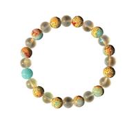 OOTMAO Quartz And Ocean Sediment Beaded Bracelet - Homeopathic Crystal Jewelry - Brings Abundance - Prosperity- New Beginnings(10mm)