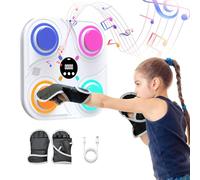 OOTO Smart Music Boxing Machine, Wall Mounted One Punch Boxing Machine with Gloves, Bluetooth Connection & LED Light, 6 Modes/Speed Adjustment, Boxing Training Equipment for Adults Kids and Family