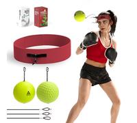 OOTO Upgraded Boxing Reflex Ball, 2 Boxing Training Balls with Elastic Headband, Best Boxing Equipment for Adult/Kids Reaction, Agility, Hand Eye Coordination, Fight Skilld Fitnesswudian. Red Headband