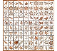 OOTSR 100PCS Stencils for Craft Reusable, 5cm Spring Flower Plant Leaf Butterfly Bird Painting Stencil Template DIY Stencil for Wood Wall Floor Decoration