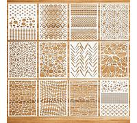 OOTSR 12 PCS Geometric Painting Stencils Set for Craft, 11.4"x8.3" Plastic Art Template for Painting Wood Wall Floor Furniture Canvas Scrapbooking DIY, Reusable Paint Supplies Home Decor