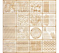 OOTSR 16 PCS Painting Stencils Set for Craft, 5.9" Plastic Art Template for Painting Wood Wall Floor Furniture Canvas Scrapbooking DIY, Reusable Paint Supplies Home Decor
