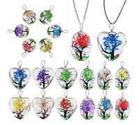 OOTSR 18 Pieces Transparent Dried Flower Tree Mixed Colors Lacework Drop Shaped Ball Beads Round Heart - Shape Resin Pendants for DIY Jewelry Crafts Making, 4.7 * 3.5 * 0.5 inch package, Crystal
