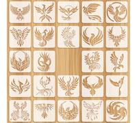 OOTSR 24pcs Phoenix Stencils for Craft Reusable, Birds of Wonder Drawing Templates for Wood Canvas Fabric Paper, 5.12" Craft Stencils for DIY Art Decorations