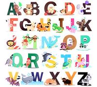 OOTSR 26 Alphabet Wall Decals, Removable Wall Decals Stickers Decor, Colourful Animal Alphabet ABC Kids Wall Stickers for Kids Nursery Bedroom Living Room décor