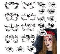 OOTSR 28 Face Painting Stencils, Reusable Eyes Art Templates for Teenagers Adults, Tattoo Stencils for Halloween Parties Festivals Makeup Painting