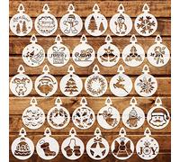 OOTSR 30 Pcs Christmas Coffee and Baking Stencils for Decoration， Cake Embossing Template Cookie Accessories，Latte Art Baking & Hot Chocolate Cupcake Cappuccino Decoration Stencil