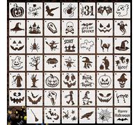 OOTSR 48 PCS Halloween Painting Stencils for Craft Reusable, Drawing Craft Stencils DIY, 3" Templates of Pumpkin Ghost Spider, for Scrapbooking Wood Home Decor DIY