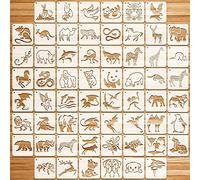 OOTSR 60 Pcs Painting Stencils for Craft Reusable, Drawing Craft Stencils DIY, 3" Templates of Wildlife Sea-Life Dragon Horse Sheep Wolf Eagle, for Scrapbooking Furniture Wood Wall Home Decor