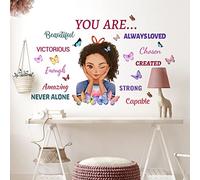 OOTSR Black Girl Inspirational Quote Butterfly Wall Decals,Positive Decoration Girl Bedroom Art,Inspirational Butterfly Stickers for Girls,Nursery Home Room Decor