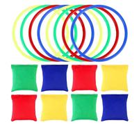 OOTSR Toss Game Sets, Include 8pcs Nylon Bean Bags and 8pcs Throwing Rings for Kids Toss Game Speed and Agility Training Game Carnival Garden Backyard Outdoor Game