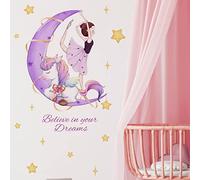 OOTSR Unicorns Girl Wall Stickers,Purple Moon Star Wall Decal,Inspirational Quotes Wall Decor, DIY Removable Vinyl Wall Art for Girls Baby Nursery Bedroom Playroom