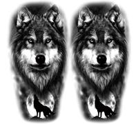 Oottati 2 Sheets Realistic Animal Temporary Stickers Roaring Wolf Men Waterproof Body Stickers for Gym Party