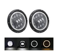 Oougjvce Headlamp 2x Car 7 Inch Led Headlight Hi/Low H4 Halo Angle Eyes DRL Headlamp For Suzuki For Samurai For Jimmy For Bandit 600 Anno 2004 Headlights(90w Halo Black b)