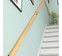 OOVOO 3M Wooden Staircase Handrail Non-Slip Stair Banister Home Solid Wood Stair Railing Complete Kit Against The Wall Handrail For Indoor, Loft, Stairs (Color : Wood color, Size : 80cm)