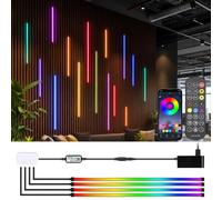 OOWOKS Cabinet Lights COB LED Strip 6-in-1 Dimmable with Remote Control LED Strip 1m 3 Colours + RGB Acoustic Panel Lighting Black Waterproof for Shelves, Cupboards, Kitchens and Shop Windows,3er