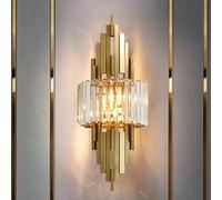 OOWOKS LED Crystal Wall Lamp Gold, 3000K/4500K/6000K, 2 x E14 Base, 25 * 60cm, Modern Up and Down Wall Light Art Deco Crystal Lamp for Bedroom Living Room Hallway
