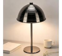 OOWOKS Wireless Table Lamp with Touch Dimming LED Rechargeable Mushroom-Shaped Table Light 2000mAh Battery 3 Colour Temperatures Bedside Lamp Cordless Metal, Small Lamp for Bedroom,Black