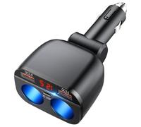 OOWOLF Charger Cigarette Lighter Adaptor - QC 3.0 120W Car Power Adapter Two Way Switch 12V/24V Car Power Dual 2.4A USB Adapter and Type C Port