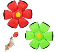 OOXYG Dog Flying Disc, 2 Pack Pet Toy Flying Saucer Ball for Dog, Interactive Dog Disc Saucer Ball Toys for Medium Large Dogs, Doggy Disc Ball 3 Light Teeth Red+Green