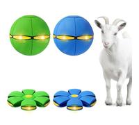 OOXYG Pet Toy Flying Saucer Ball for Dogs, 2 Pack Dog Flying Disc, Interactive Doggy Disc Ball with 6 Lights for Medium Large Dogs, Doggy Disc Ball-Green+Blue