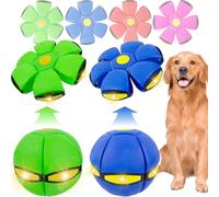 OOXYG Pet Toy Flying Saucer Ball with 3 Lights for Dogs, 2 Pack Dog Flying Disc for Dogs, Interactive Dog Disc Saucer Ball Toys for Medium Large Dogs, Doggy Disc Balls Blue+Green