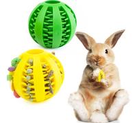 OOXYG Rabbit Teething Toys Ball Small Animals Play Balls Treat Dispensing Rabbit Balls Puzzle Chew Balls & Rolling Toys for Bunny, Improve Pets Teeth Health for Rabbit, Guinea Pigs 2pack