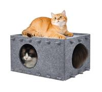 OOZAZEMM Cat Bed for Indoor Cats, Cat House for Large & Multiple Cats, Foldable Cat Bed Cave, Peekaboo Cat Hideaway, 23.6x15.8x11.8 inch, Medium Gray