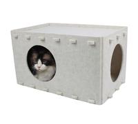 OOZAZEMM Cat Bed for Indoor Cats, Cat House for Large & Multiple Pet Cats, Foldable Cat Cave, Cat Hideaway Up to 22Lbs, 22x14.2x12 inch, Cream