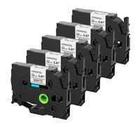 Oozmas TZe-231 12mm 0.47 Label Tape Compatible with Brother TZe231 | Laminated Black on White, 12mm x 8m, Compatible with Brother P-Touch E100 H110 H107B H105 D210 1000, 5-Pack