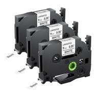 Oozmas TZe221 9mm Label Tape Replacement for Brother P-Touch TZe-221 9mm Black on White Laminate Tape, Compatible with Brother Ptouch H110 H107 H105 H200 D210 E110, 3-Pack