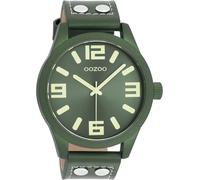 Oozoo Basic Line Watch with Leather Strap 47 mm Green/Green/Green C1093, Strap.