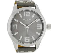 Oozoo C1007 - Men's Watch, Grey Leather Strap