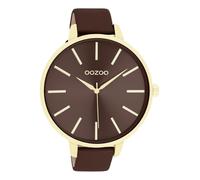 Oozoo C11656 Ladies Watch with Brown Leather Strap Brown Sunray Dial Gold Tone Hands and Indexes Metal Case Gold Mineral Glass Japanese Quartz Movement 48mm